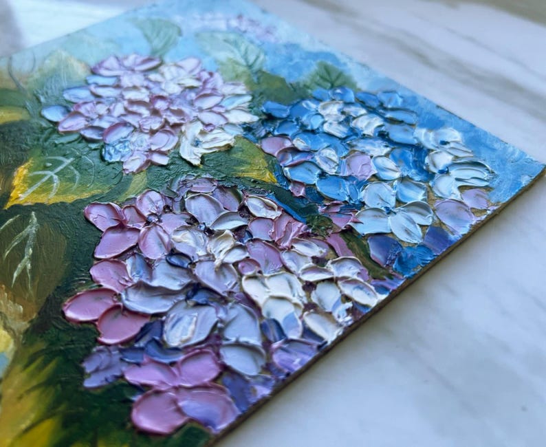 Hydrangea Original Oil Painting Floral Wall Decor Flowers Impasto ...