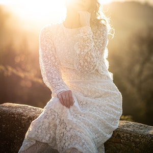Full embroidery lace dress / Long sleeve wedding dress / Boho Wedding dress / Lace wedding dress / Modest wedding dress / Minimalist wedding