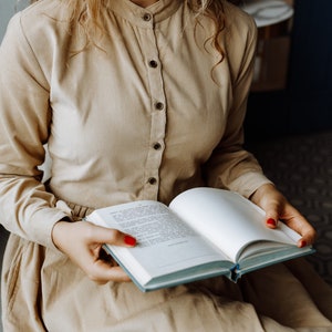 Corduroy warm dress with long sleeve / Cottagecore cloths / Laura Ashley inspired / Vintage style midi dress with large skirt image 6