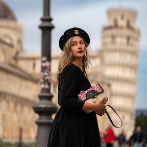 Corduroy black winter warm dress / Long sleeve / Cottagecore dress / Laura Ashley inspired black victorian dress