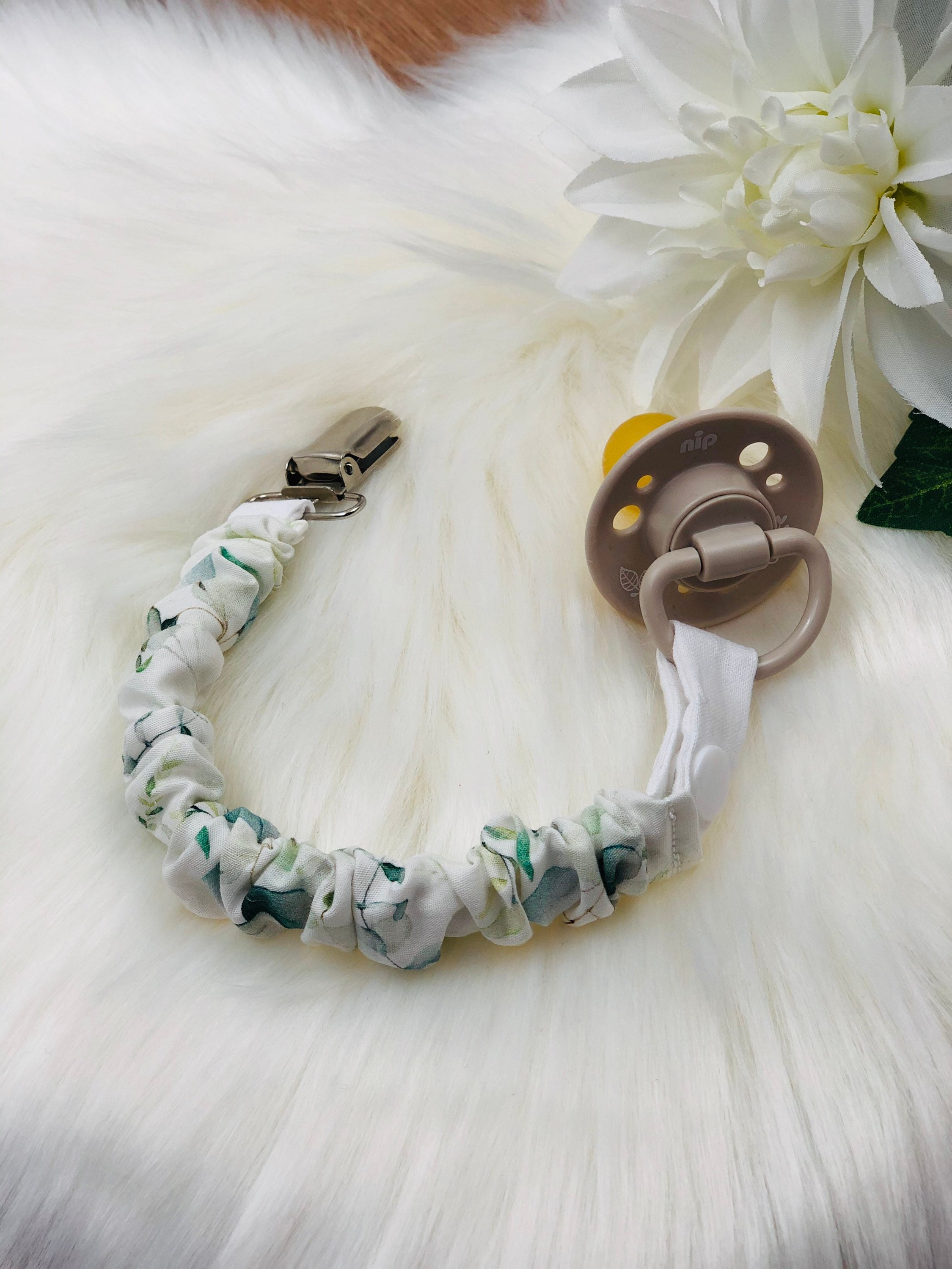 Pacifier chain pacifier ribbon sewn various colors eucalyptus Etsy