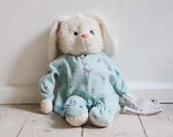 1996 Little Snoozems Bunny. Baby Accessories Print Pyjama Bunny Rabbit Happiness Express Plush Toy Stuffed Animal