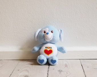 Cane cuore fedele blu vintage da 8 pollici Care Bear Cousin. Peluche blu Care Bear Cousins