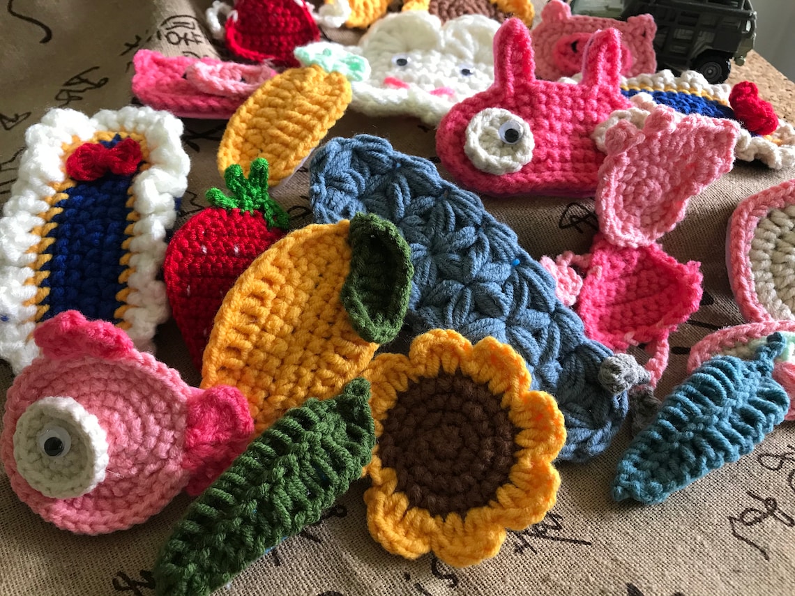 Crochet Hair Clips X 4 Etsy
