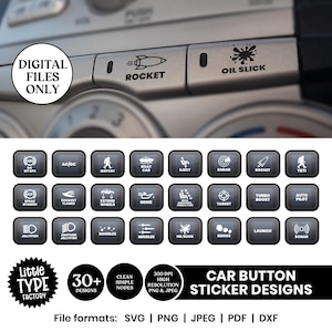 Adesivi per pulsanti auto SVG Designs / Set di adesivi per auto divertenti PNG