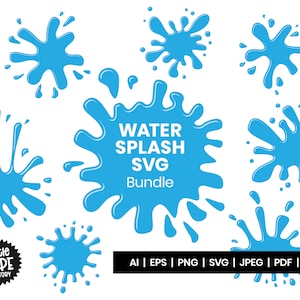 Conjunto de imágenes prediseñadas SVG de salpicaduras de agua / paquete de imágenes PNG de salpicaduras