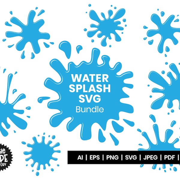 Water Splash SVG Clipart Set | Splash PNG Bundle