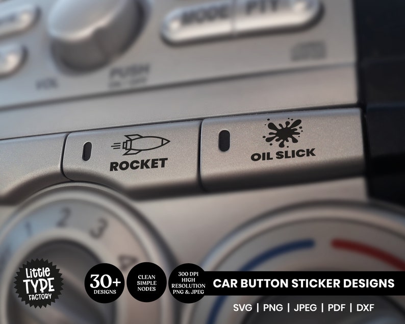 Funny Car Button Decals: 30+ Designs SVG PNG (digital Files) - Etsy