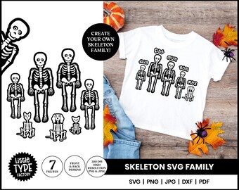 Skelettfamilie SVG Bundle: Halloween Cartoon Figuren (Digitale Dateien)