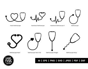Herz Stethoskop SVG Clipart Set