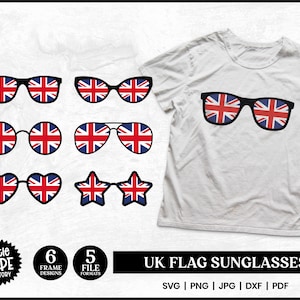 Lunettes de soleil drapeau britannique PNG Bundle | Lunettes avec drapeau britannique SVG