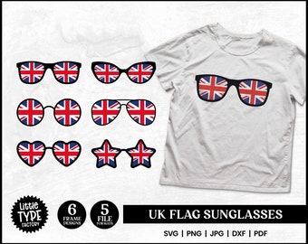 UK Flagge Sonnenbrille PNG Bundle | Brille mit britischer Flagge SVG