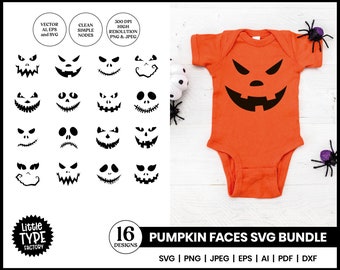 Kürbis Gesicht SVG Clipart Set | Halloween Kürbis PNG Bundle