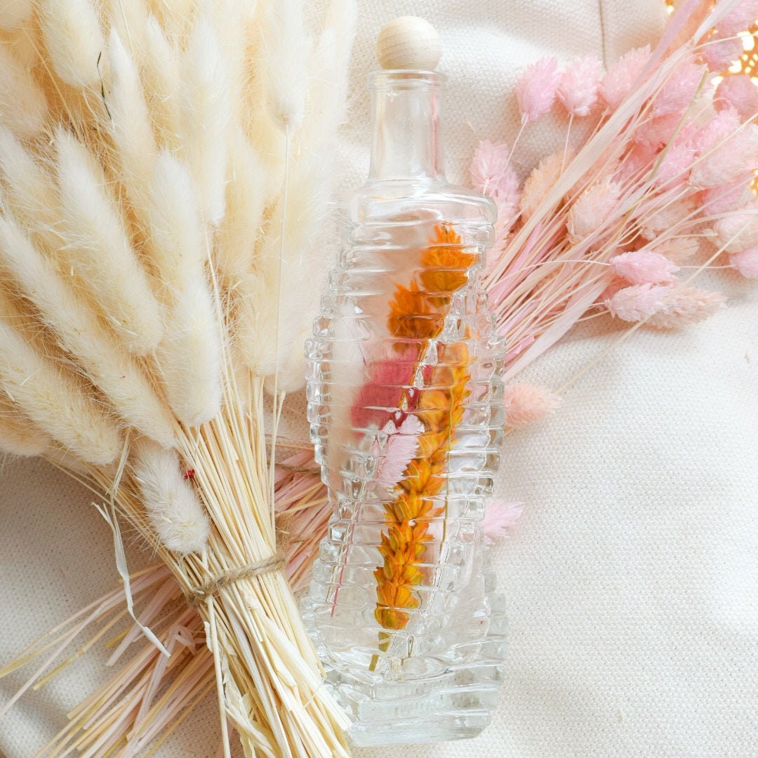 Bouteille en Verre avec Fleurs Séchées // Décoration de Bouquet Atelier Galie