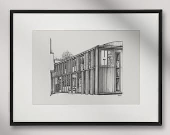 Hampstead Theatre, London West End, Hand-drawn ART PRINT. (30cmx40cm, Matt Ultra 240gsm) (UNFRAMED)