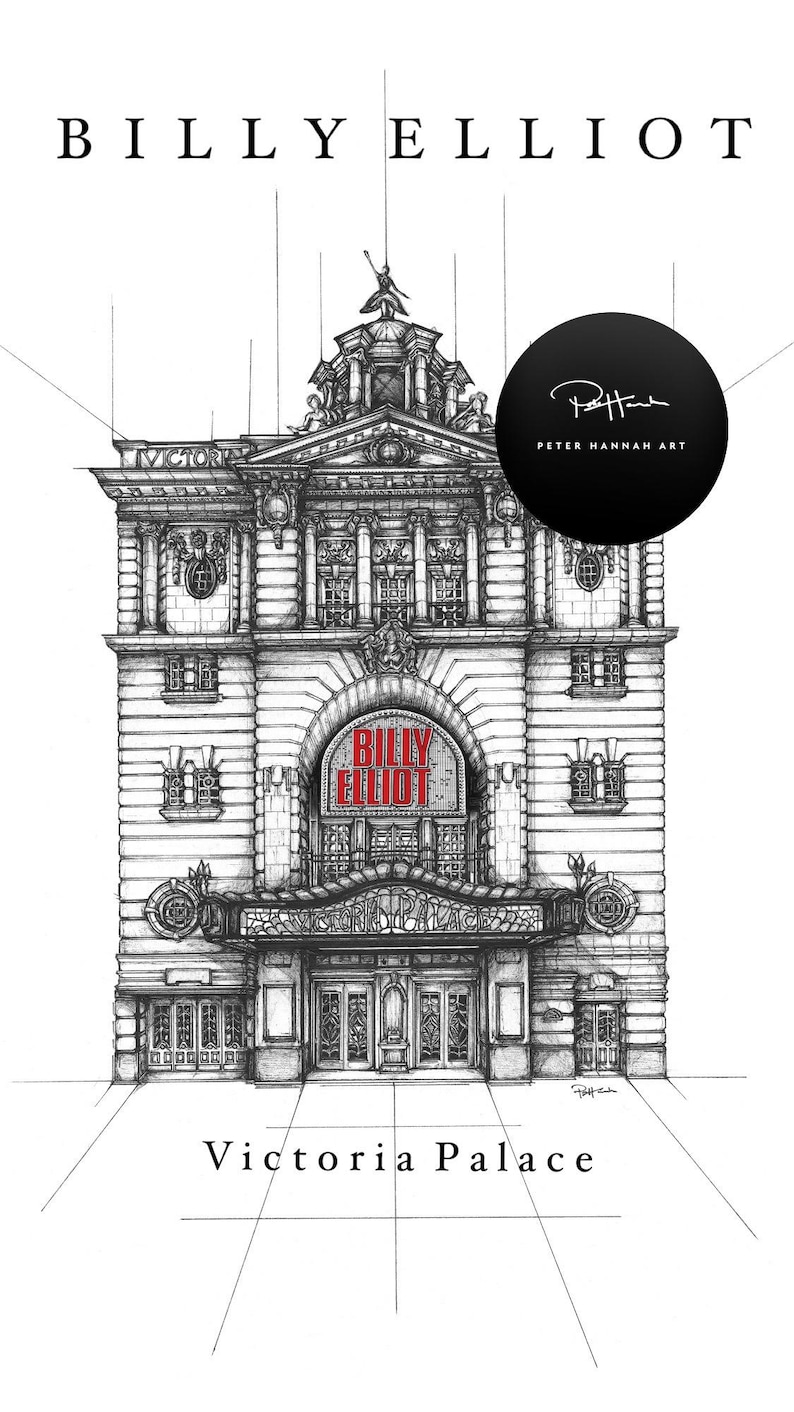 Hamilton -The Musical / Billy Elliot, Victoria Palace, West End de Londres, IMPRESIÓN ARTÍSTICA dibujada a mano. (30 cm x 40 cm, Matt Ultra 240 g/m²) (SIN MARCO) Billy Elliot