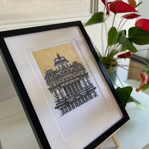 Framed, Hand Embellished Gold Leaf Art Print. West End Theatres. (30cmx40cm, Matt Ultra 240gsm)