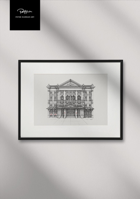 Comedy About Spies / Dear Evan Hansen, Noël Coward Theatre, London West End, Hand-drawn ART PRINT. (30cmx40cm, Matt Ultra 240gsm) (UNFRAMED)