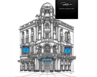 Curious Incident of the Dog in the Night Time, Gielgud Theatre,West End, Hand-drawn ART PRINT. (30cmx40cm, Matt Ultra 240gsm) (UNFRAMED)