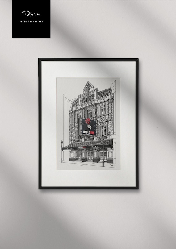 Hadestown, Lyric Theatre, London West End, Hand-drawn ART PRINT. (30cmx40cm, Matt Ultra 240gsm) (UNFRAMED)