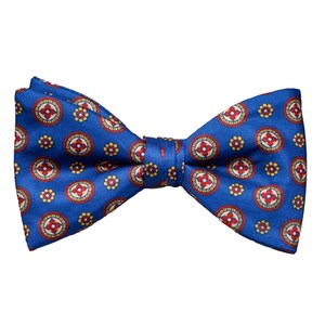 Blue Bow Tie with Red and Yellow Detail