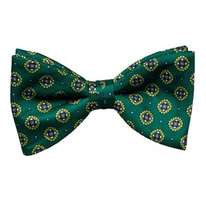 Green Bow Tie with Blue and Yellow Detail