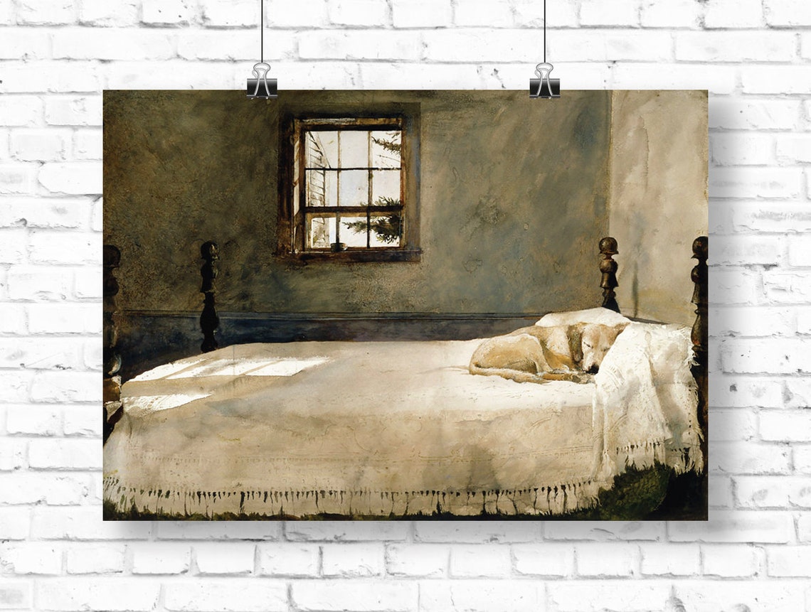 Andrew Wyeth Dog Sleeping on Bed Premium Paper Poster Etsy