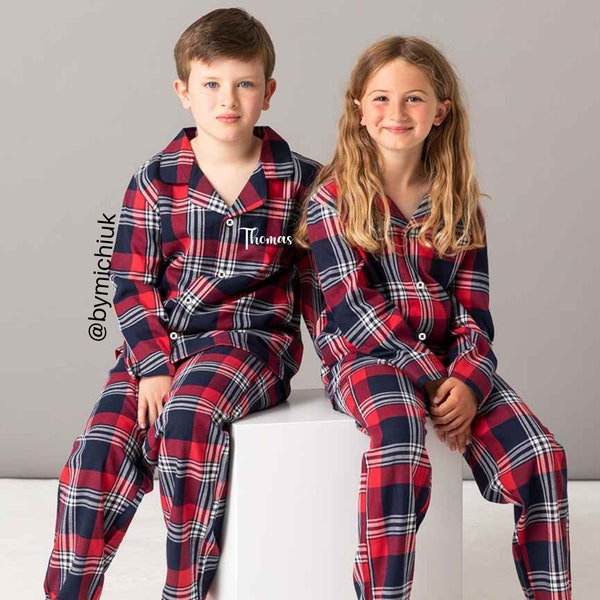 Personalised Matching Christmas Pyjamas- Flannel Tartan Lounge Set