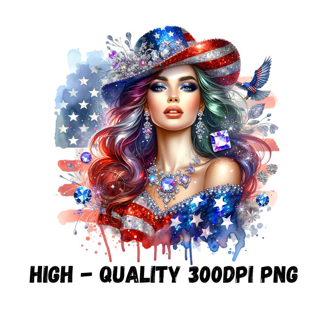 All American Girl PNG, Fourth of July PNG, Print, Girl, Woman ...