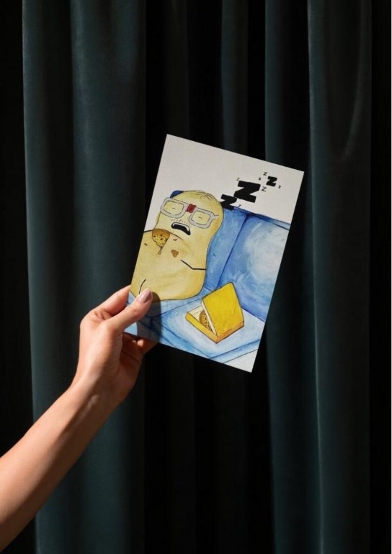 Humorous Digital Art sleeping Potato on a Couch Etsy