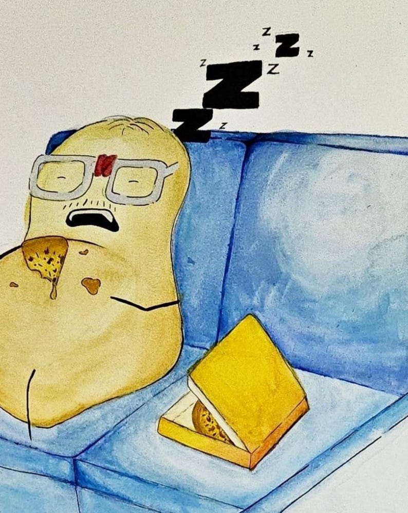 Humorous Digital Art sleeping Potato on a Couch Etsy