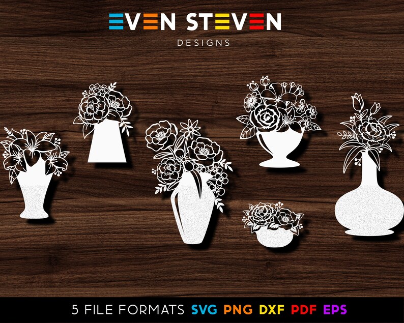 Download 5 File Formats Svg Silhouette Cameo Cricut Dxf Glowforge And Laser Eps For Editing Floral Vase Cut File Png Transparent Clip Art Art Collectibles Itreen Com