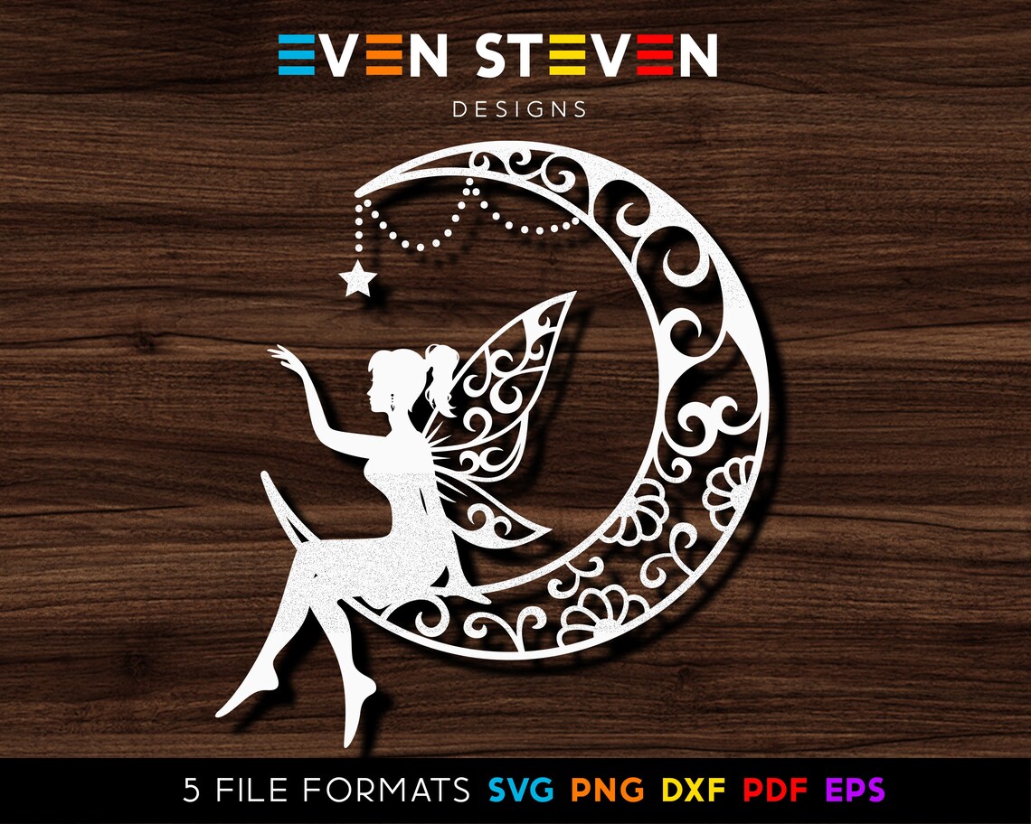 Fairy Moon 5 File Formats SVG Silhouette Cameo &amp; Cricut | Etsy