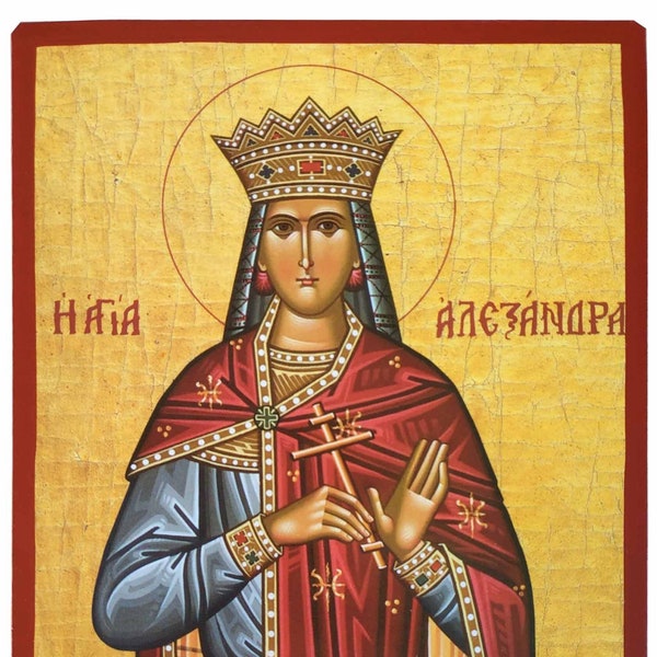 Saint Alexandra, martelaar, de keizerin, echtgenote van Diocletianus, Byzantijns icoon, orthodox icoon, handgemaakt icoon