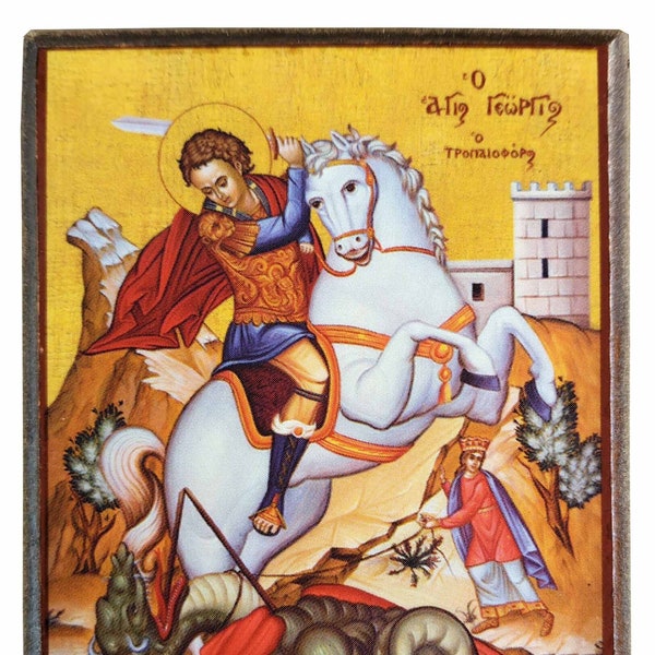 Saint George the Great Martyr, on horseback, Byzantine icon, orthodox icon, handmade icon