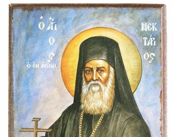 Saint Nectarius, Metropolitan of Pentapolis, Byzantine icon, orthodox icon, handmade icon