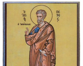 Saint Peter The Apostle, full body, Byzantine icon, orthodox icon, handmade icon