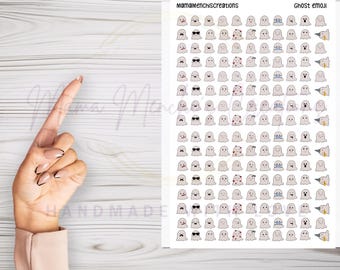 Tiny Ghost Emojis Matte Bujo Journal Planner deco Sticker Sheet