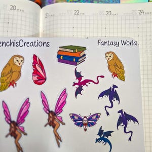 Fantasy World Dragon Fairy Bookish Matte Planner Decoration Bujo Journal Planner deco Sticker Sheet