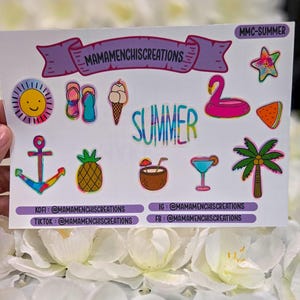 Summer Time Fun Bujo Journal Planner deco Sticker Sheet