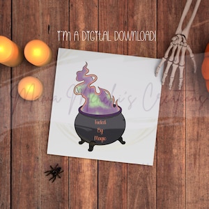 Fueled by Magic Witches Caldron  Hand Drawn Sublimation  PNG Digital Download