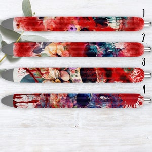 Bloody Floral Skulls Refillable Retractable Gel Pen
