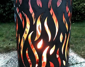 Baril de feu corbeille à feu colonne ronde en acier massif en métal