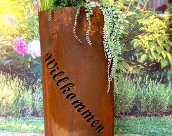 Column Welcome oval noble rust planting bowl