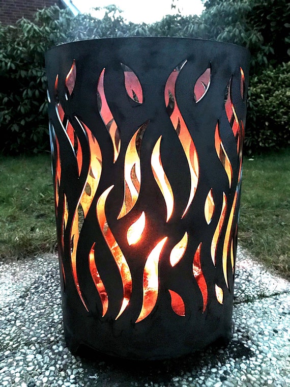 Baril de feu corbeille à feu colonne ronde en acier massif en