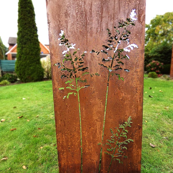 Patine jardin brise-vue mur rouille intimité mur métal 150*62 cm herbes