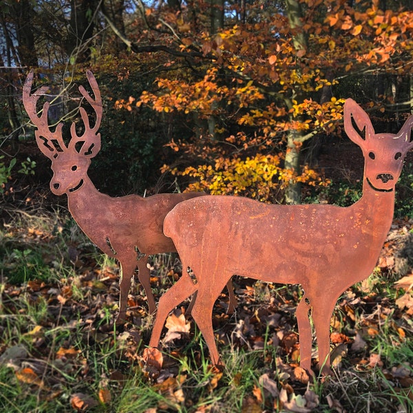 Edelrost deer, deer, animal, iron, rust, garden decoration, garden decoration, metal