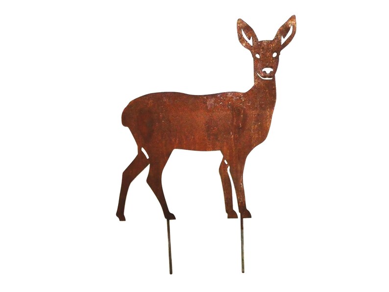 Reh-Deko Aus Metall, 42 Cm, Im Edelrost-Look – Rustikale Garten- & Wohnaccessoires