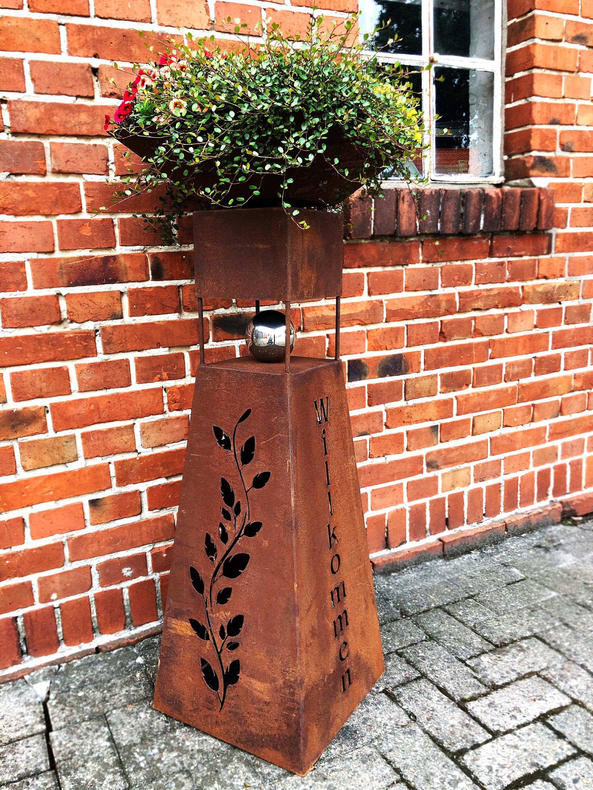 Säule Modern Edelrost mit Edelstahl Rost Garten Dekoration Etsy