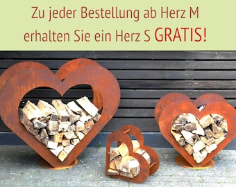 Herz aus Metall Holz Regal Rost Edelrost Holzregal Garten Terrasse - Deko - SET!!